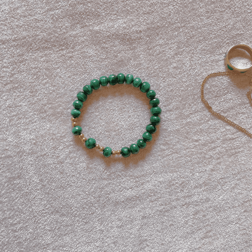 Gold & Malachite Bead Bracelet