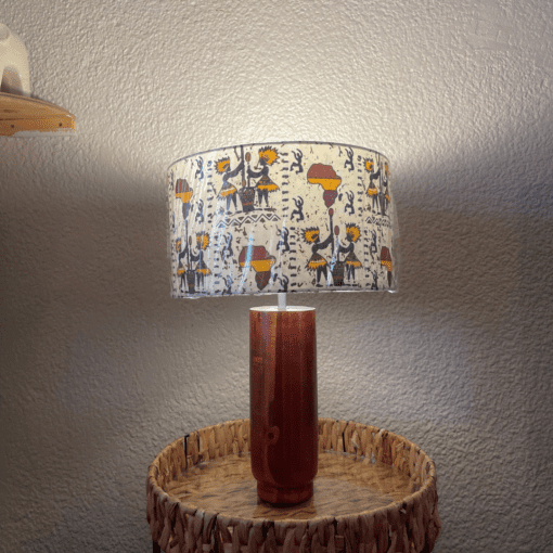 Ghana Print Wooden Bedside Lamp