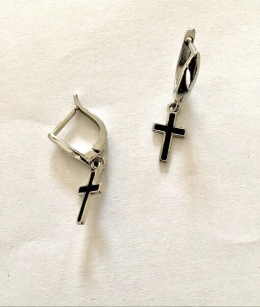 Black cross earrings