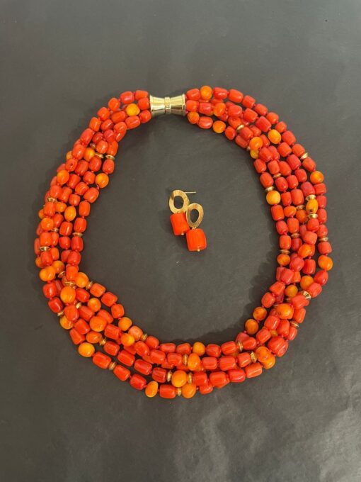 Red Thai coral necklace