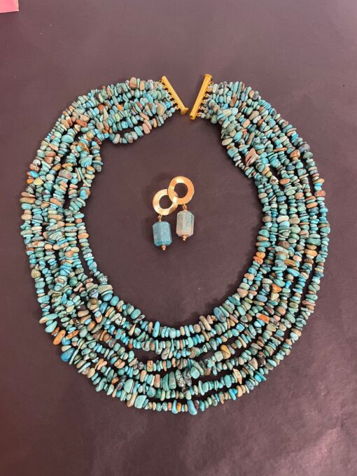 African Turquoise 7 strand cluster Necklace