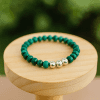 Malachite Bracelet With Stainless Steel Beads